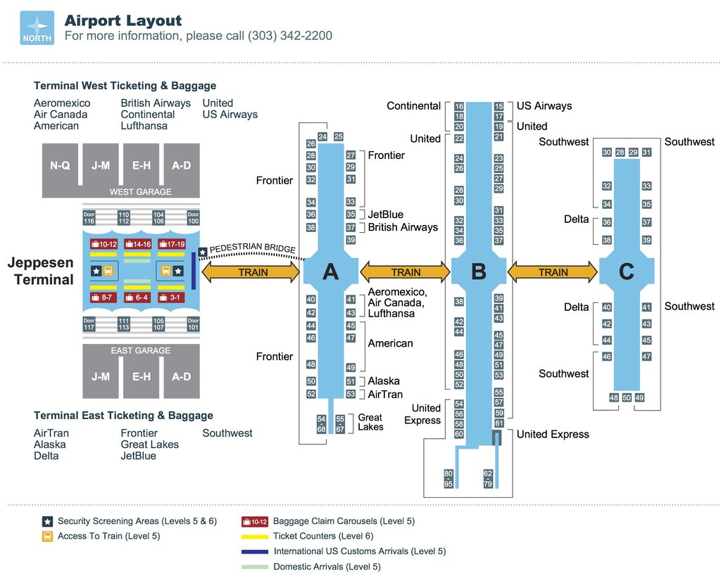 southwest airlines denver terminal map
